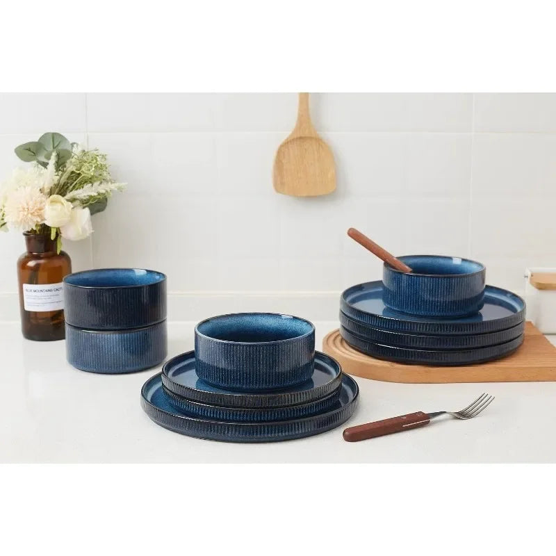 Star Dinnerware Sets, Plates and Bowls Set for 4, 12 Piece Dish Set,  Dinner Set Plates and Dishes , Dishes and Plates Sets