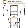 3 Pieces Dining Set for 2 Small Kitchen Breakfast Table Set Space Saving Wooden Chairs and Table Set