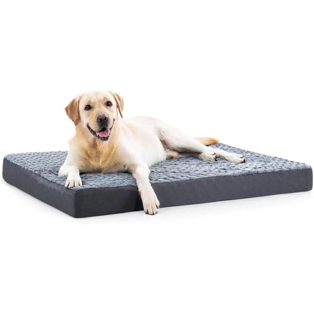 Orthopedic Dog Bed for Extra Large Medium Dogs, Big Egg-Crate Foam Dog Bed with Removable Waterproof Cover