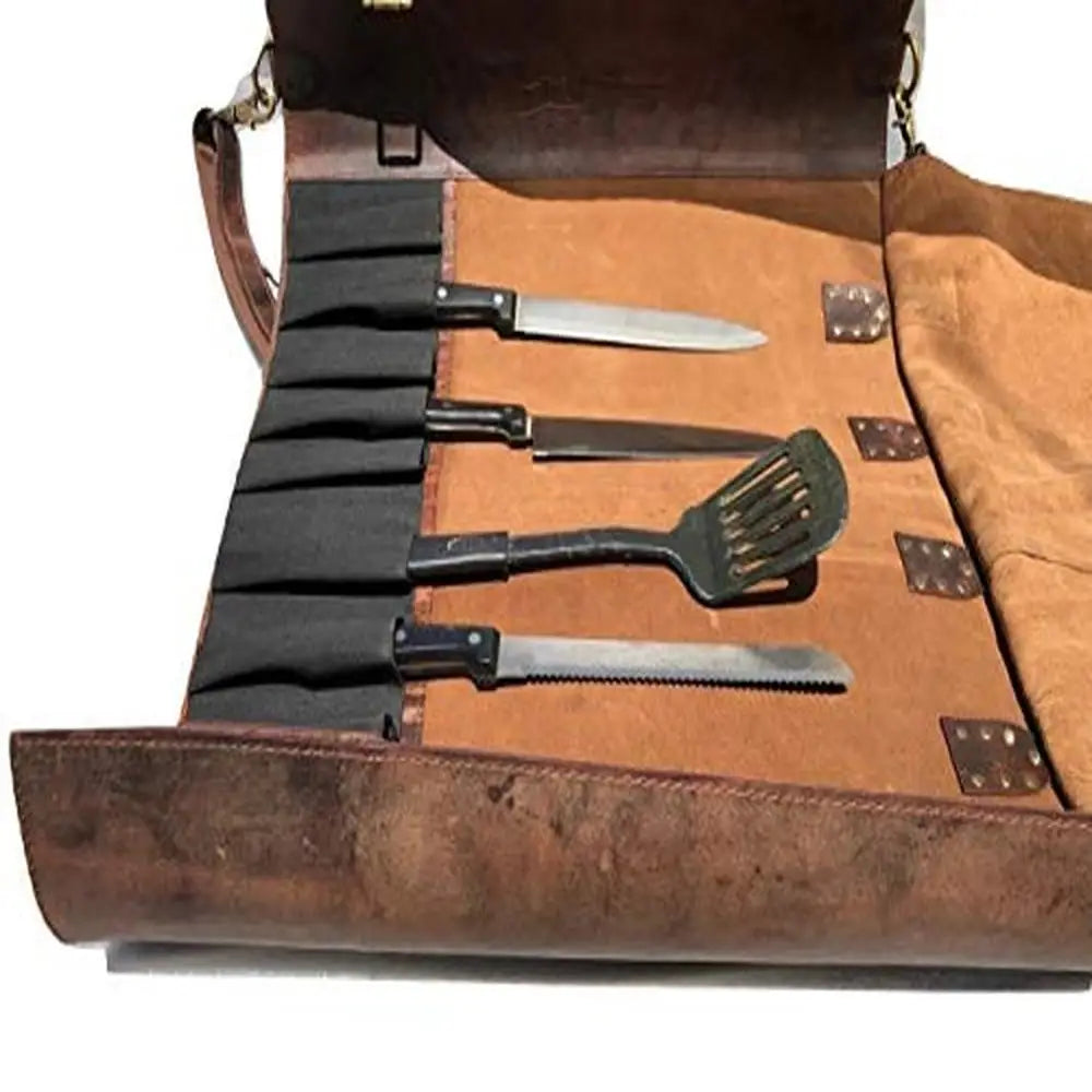 Buffalo Leather Knife Roll Set