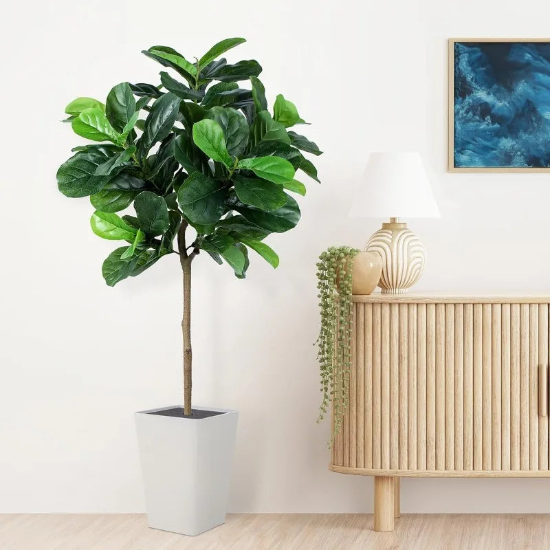 Artificial Plant with White Tall Planter,5ft Tall Tropical Tree Plants for Home Office Floor Room Decor Plants,Housewarming Gift