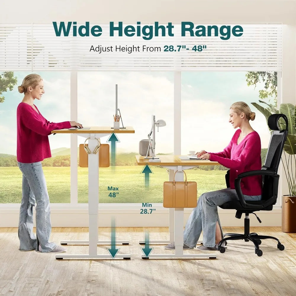 Adjustable Height Electric Sit Stand Up Down Computer Table, 40x24 Inch Ergonomic Rising Desks for Work Office Home, Modern