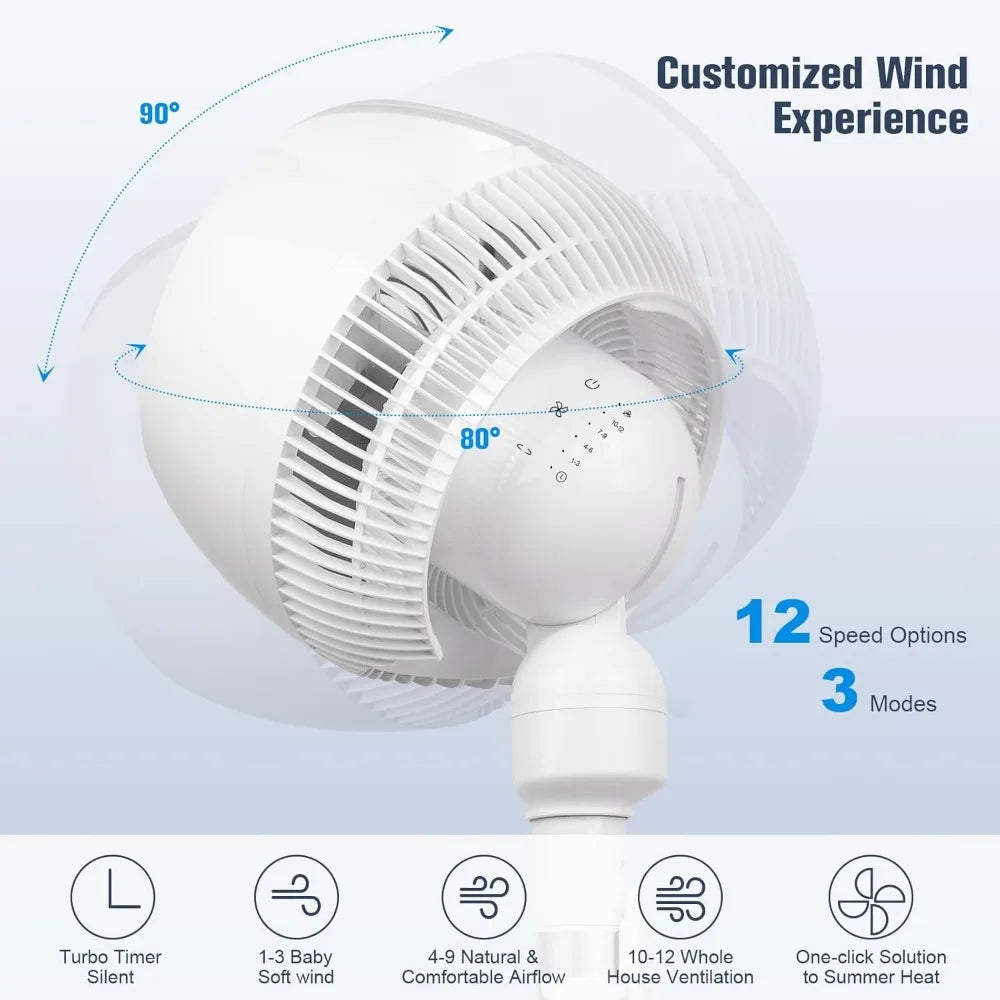 HAOYUNMA Air Circulator Fan with Remote,Oscillating Fans for Indoors Turbo Silence,Pedestal Fan,Quiet Cooling Fan with 4 Modes