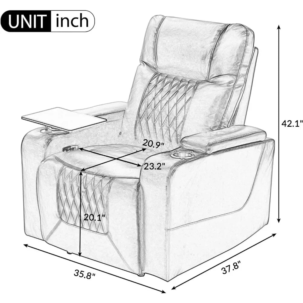 Power Motion Recliner with Ambient Lighting, USB Charge Port,Gaming Recliner Chair Home Theater Seating  chairs living room