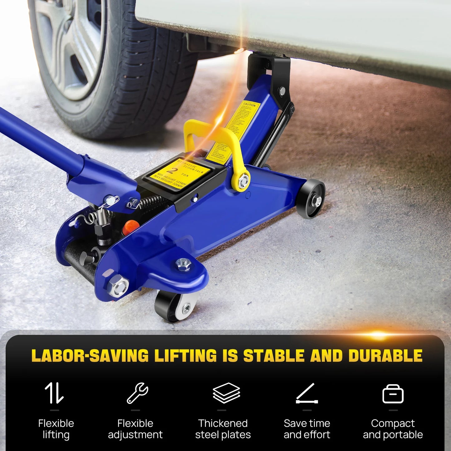 DayPlus Hydraulic Trolley Floor Jack Heavy Duty 2 Ton Low Profile Lifting for Car Van Garage Tyre Repair Change Tire Emergency